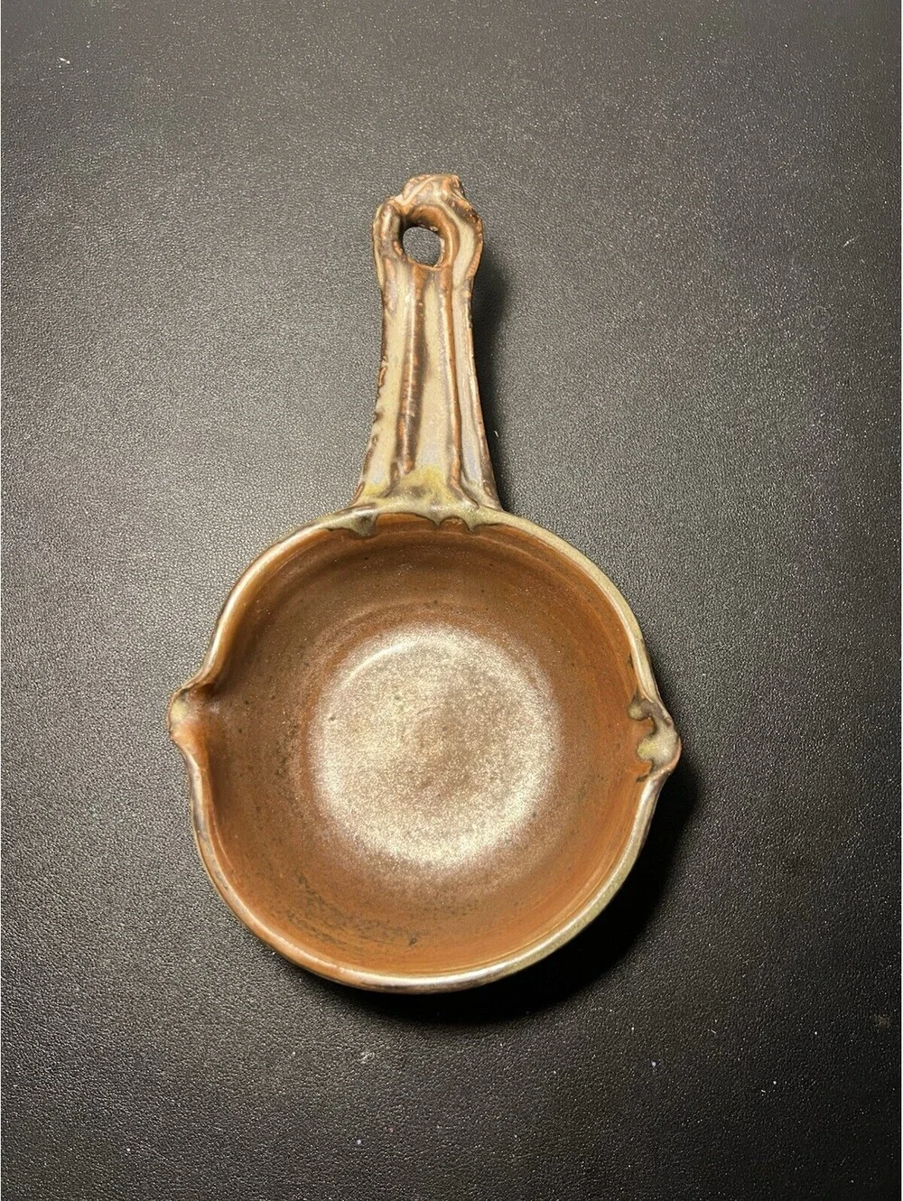Pottery Works Flameware Spouted Frying Pan Terry Silverman Fitzwilliam NH, 6”
